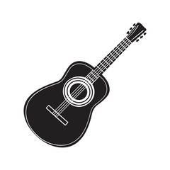 Fototapeta premium guitar silhouette, black and white silhouette, vector and illustration
