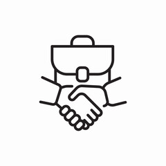 Business deal briefcase handshake icon vector sign