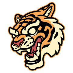 Tiger head mascot on white background