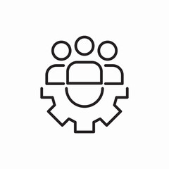 Team collaboration gear work icon vector sign