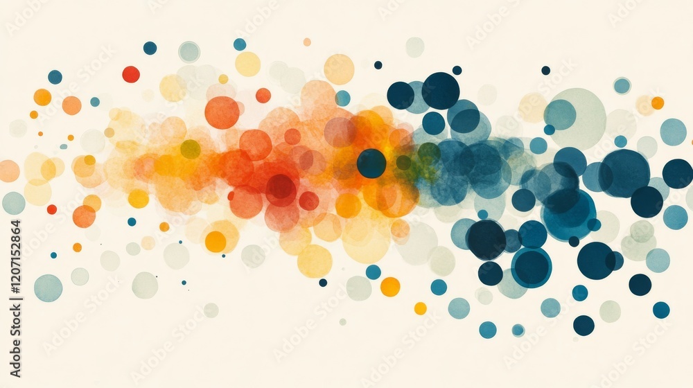 Poster a bubble chart with multicolored, semi-transparent circles of varying sizes, set against a simple li