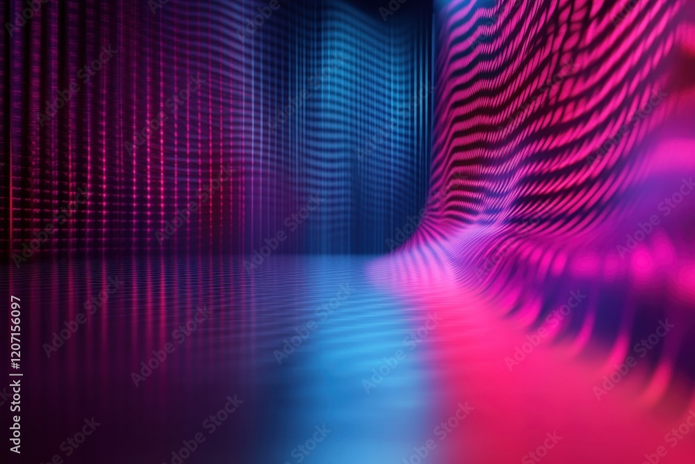Poster vibrant abstract pattern with flowing colors in a digital space during nighttime