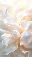 Close-up of delicate white peony petals