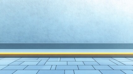 Fototapeta premium Serene Blue Minimalist Room Soft Light Illuminates Floor. AI Generated