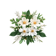 Fototapeta premium Elegant White Flower Bouquet with Lush Greenery