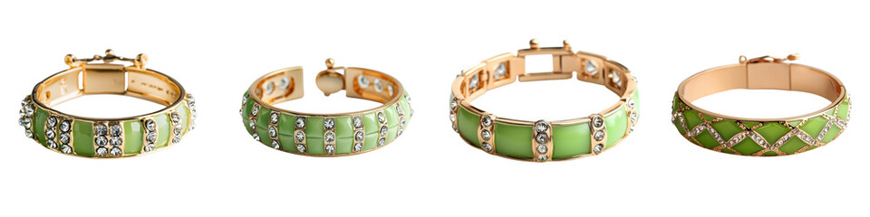 Elegant and luxurious embellished bracelets adorned with sparkling gemstones  crystals  and intricate designs  showcasing the latest trends in fashion accessories and jewelry