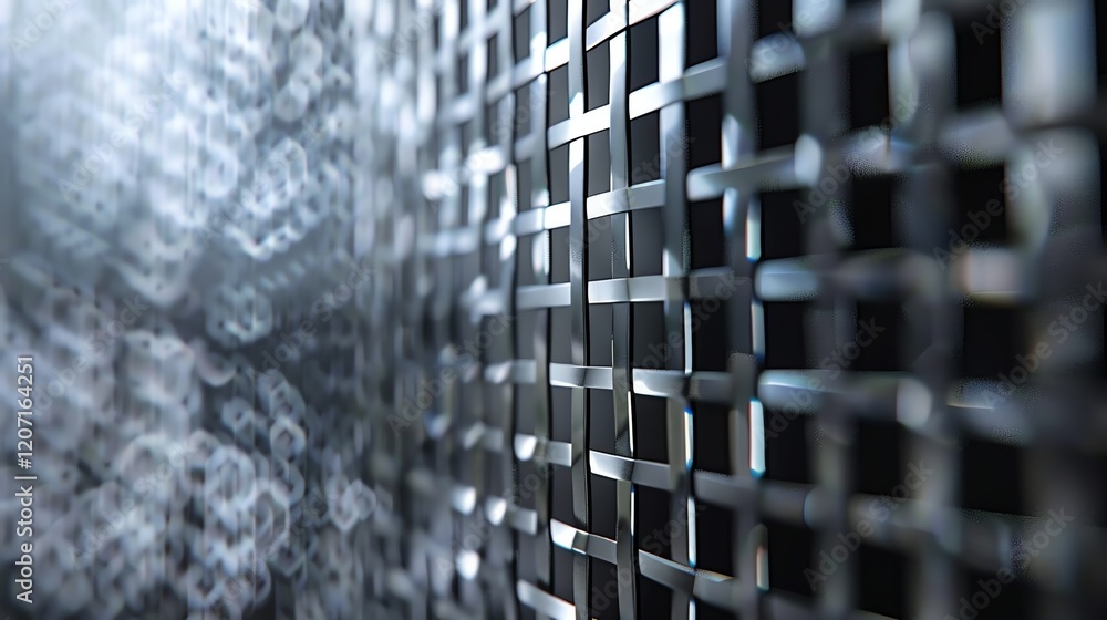 Poster black metal grid with a shiny surface. abstract industrial background. 3d rendering.