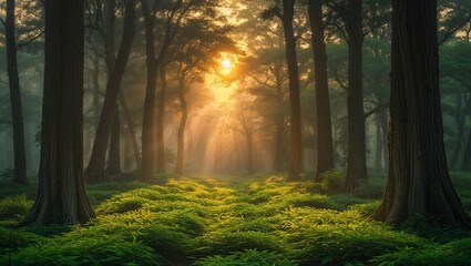 sunrise in the forest