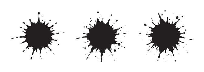 set of paint splatter silhouette, black and white silhouette, vector and illustration