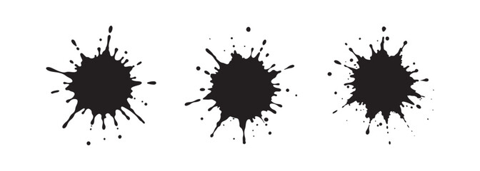 set of paint splatter silhouette, black and white silhouette, vector and illustration