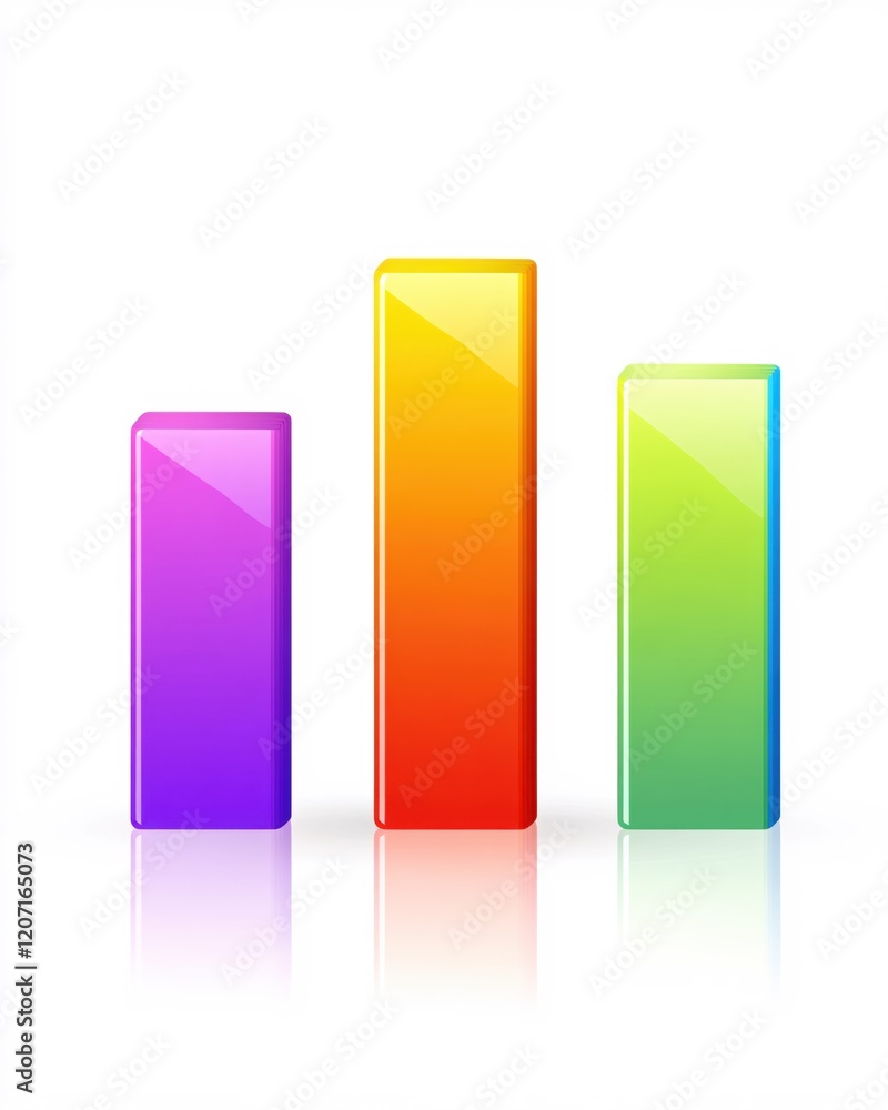 Poster colorful glossy 3d bar graph data chart presentation design
