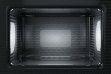 Obraz premium Dark carbon fiber styled interior with subtle lighting