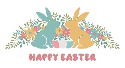 composition Easter Bunny and Eggs