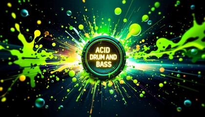 Vibrant colors explode around a music theme in celebration of acid drum and bass culture. Generative AI