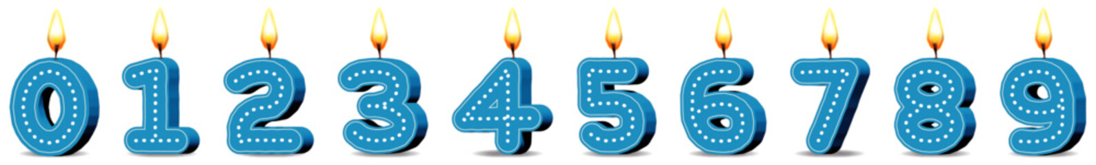  Planche Bougies ANNIVERSAIRE bleus