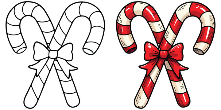 Candy Line Art Vector Illustration Black and White with Coloring Sample. Bold and Easy Food, Fruits, Sweets, Drinks, Dessert, and Snacks Coloring Pages for Adults and Kids