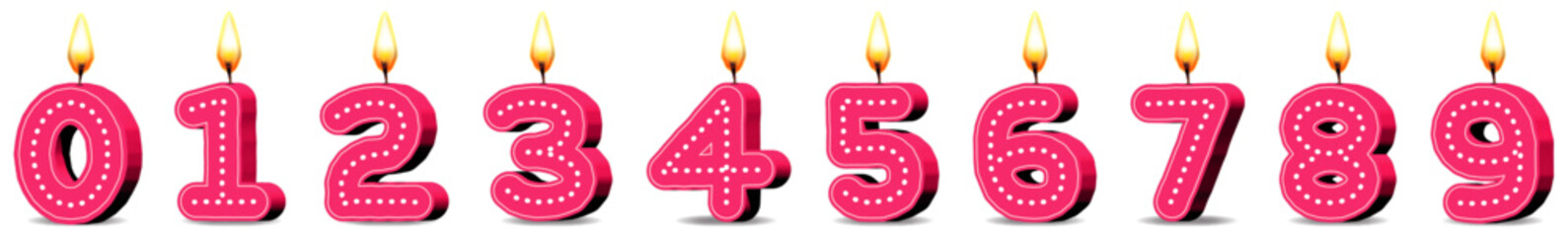  Planche Bougies ANNIVERSAIRE roses