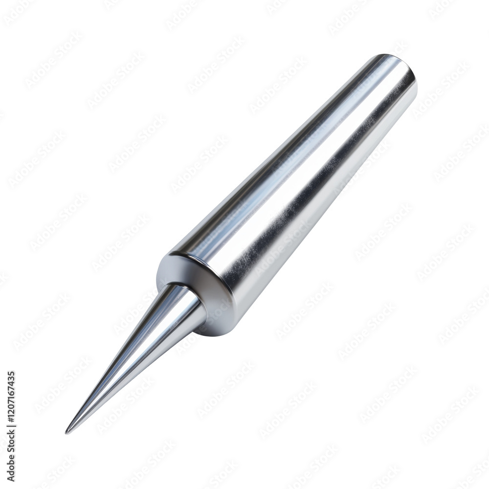 Poster a metallic pointed cylindrical object isolated on white