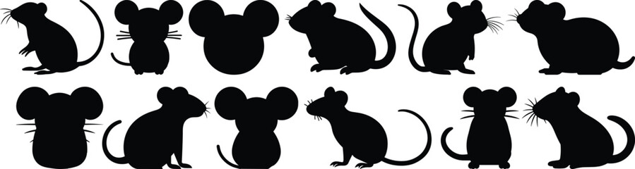 Mouse silhouette set vector design big pack of rat illustration and icon