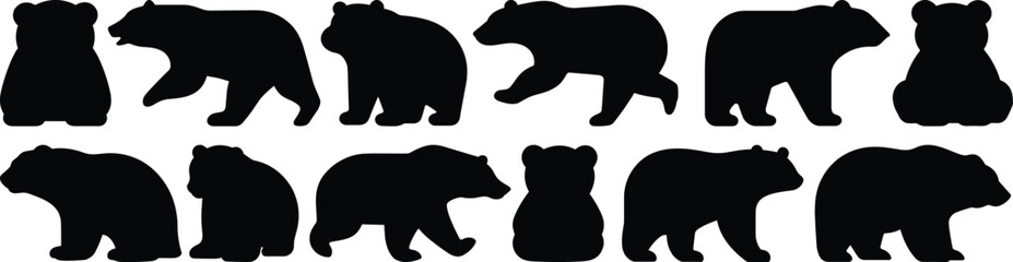 Polar baer silhouette set vector design big pack of arctic illustration and icon