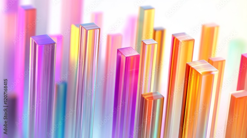 Aufkleber a colorful d bar chart with tall, polished bars on a white background, with each bar casting soft sh