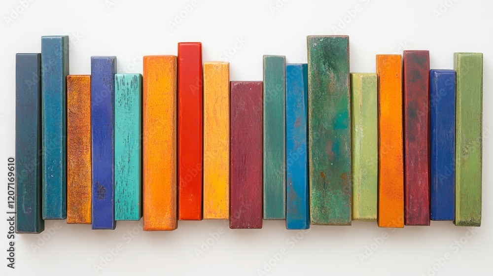 Poster a colorful bar chart representing various financial data points, with sharp edges and vibrant colors