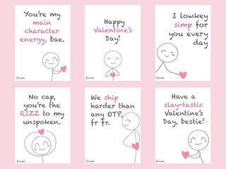 Slang Kids Valentine's Day Cards, Funny Printable Classroom Valentine, Teen Tween School Valentines, Boys Girls Valentines, Funny Love Card for Couples, romantic, cute, simple, doodle