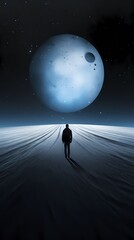 Digital science fiction spherical sculpture style character scene poster background