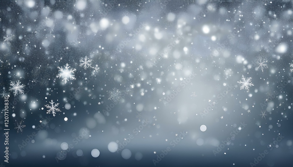 Poster abstract christmas background with snowflakes. snowflakes on glittering gray background. winter holi