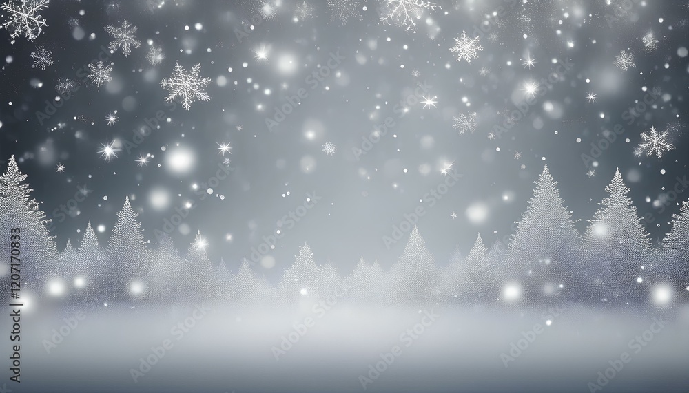 Poster abstract christmas background with snowflakes. snowflakes on glittering gray background. winter holi