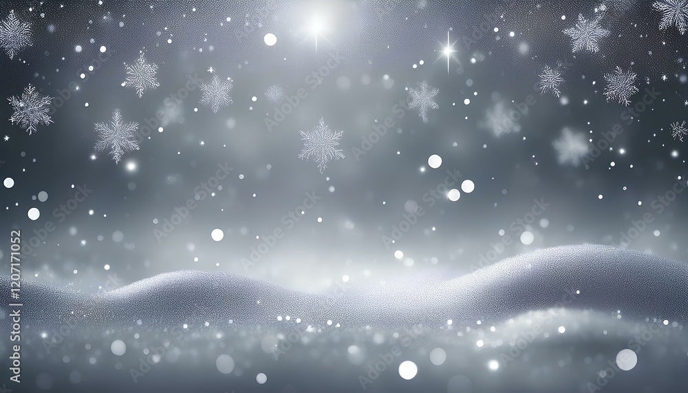Poster abstract christmas background with snowflakes. snowflakes on glittering gray background. winter holi
