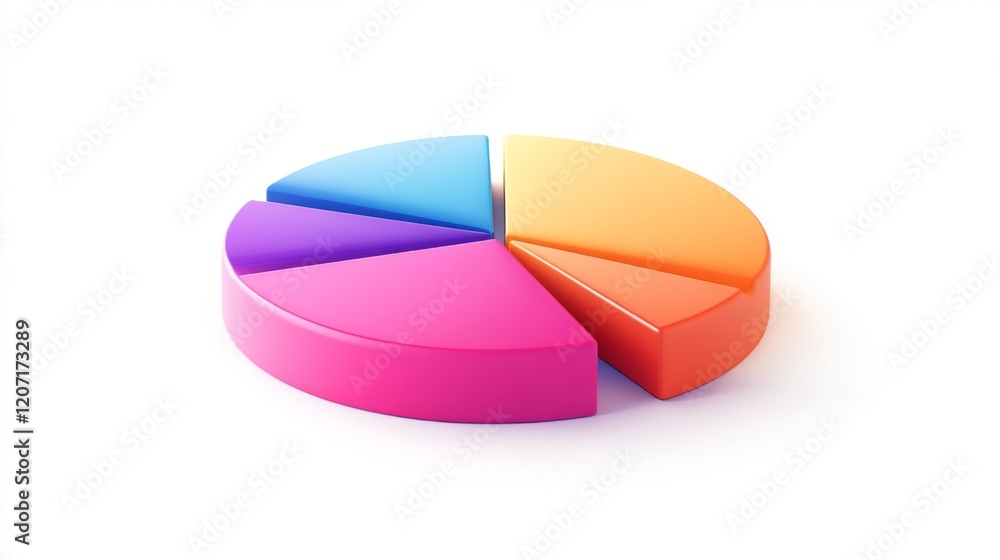 Poster a colorful pie chart with distinct segments in gradient colors, arranged on a white background with 