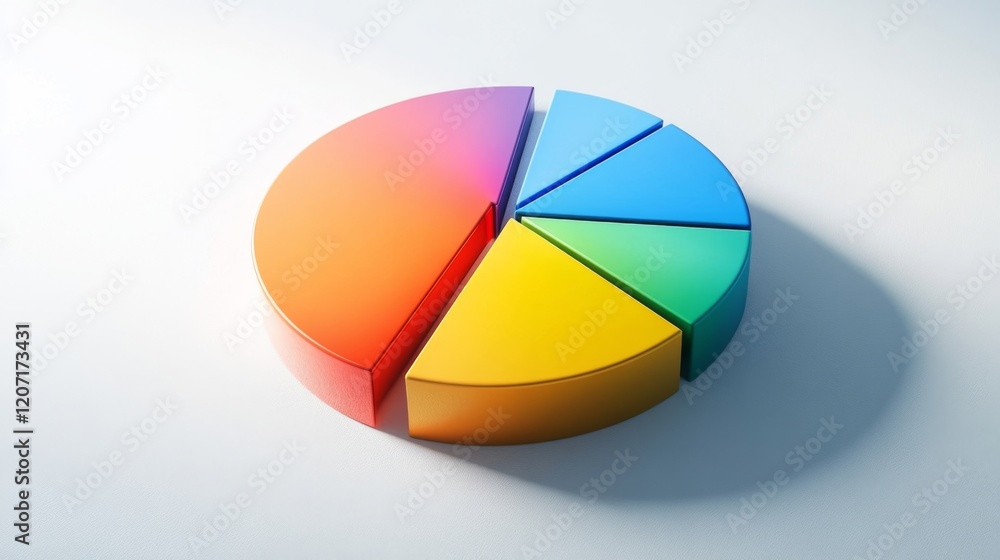 Poster a colorful pie chart with distinct segments in gradient colors, arranged on a white background with 