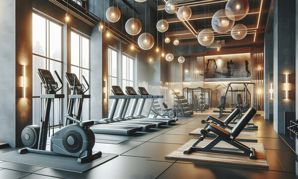 Innenansicht eines Sport-Studios mit Sportger&auml;ten