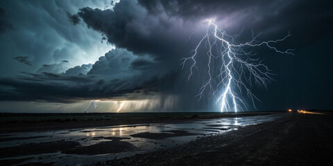 Thunder lighting storm dark background