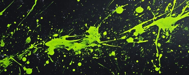 Black background with neon green paint splashes