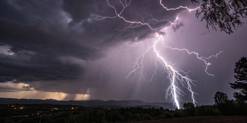 Thunder lighting storm dark background