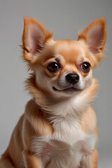 Obraz premium Portrait of a Chihuahua dog on a gray background.