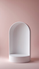 Trendy white display stand for commercial use in product advertisements with pink background for marketing Realistic 3D Podium for Mockup