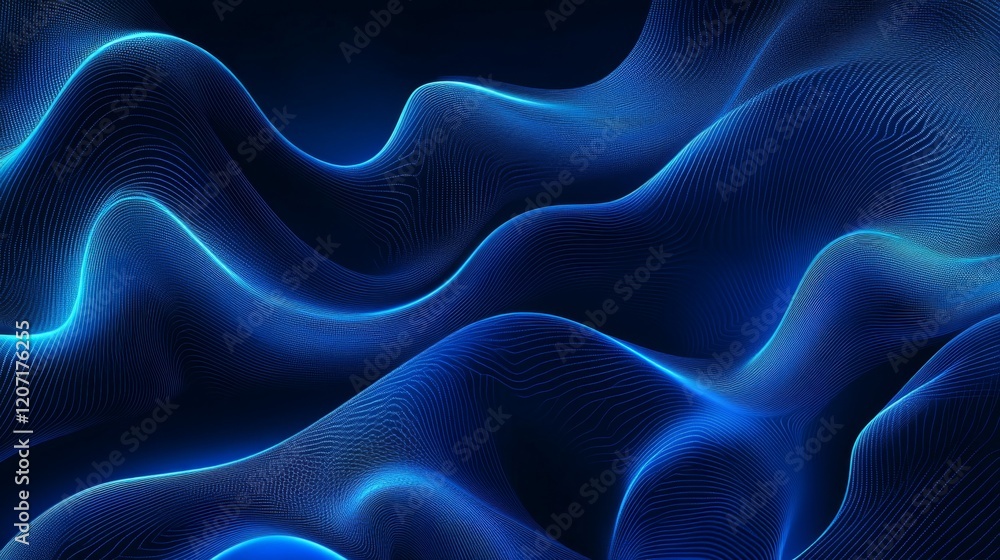 Poster a deep blue abstract background with subtle gradient and texture, with light highlights adding a mys