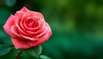 Naklejka premium pink rose bloom in garden on the blurred background