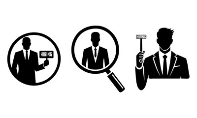 Hiring Vector Set Professional Silhouettes for Recruitment Ads