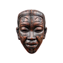 Intricately Carved African Wooden Mask with Tribal Designs