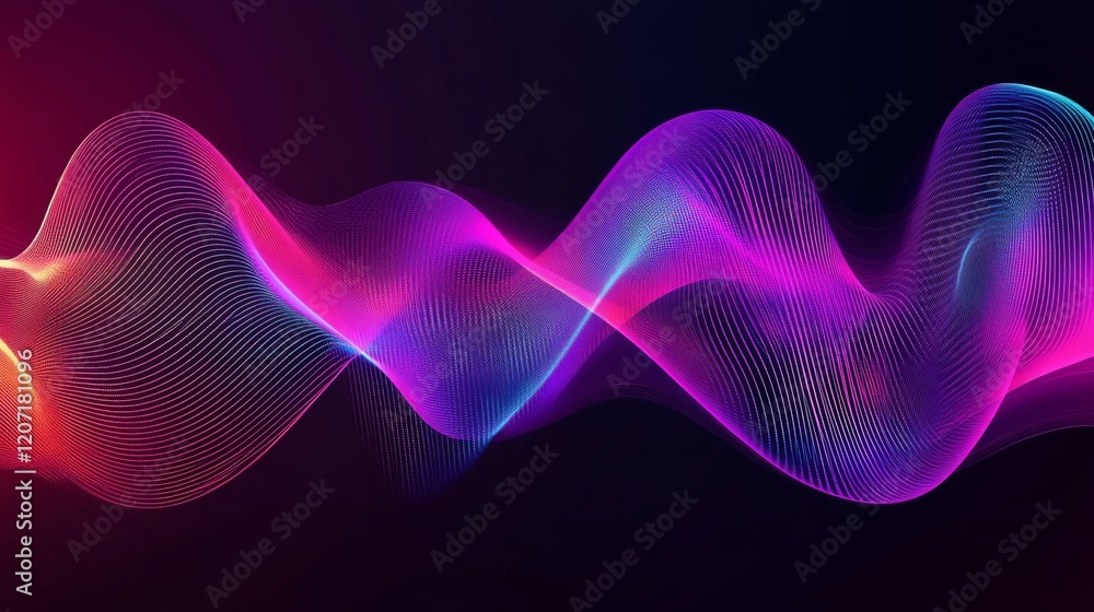 Leinwandbilder a digital representation of futuristic line patterns with glowing effects in neon colors, set agains