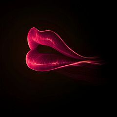 Lips glowing in radiant tones, softly illuminated against dark background, create captivating and artistic representation of beauty and allure