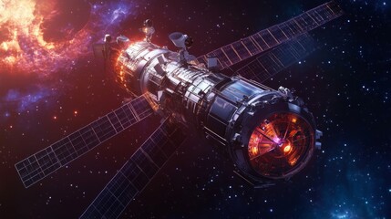 Spacecraft in Cosmic Nebula