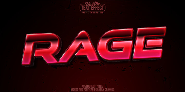 Rage editable text effect, customizable movie and action 3d font style