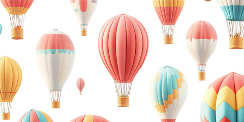 Obraz premium A set of hot air balloons in different colors on a white background