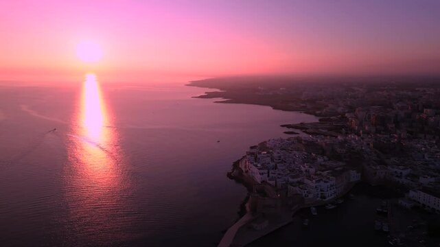Monopoli, Puglia, Italy. Sunrise Aerial view