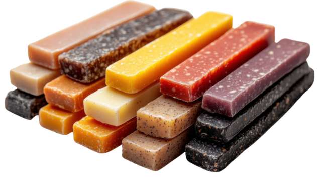 colorful soap bar  stacked isolated on white background